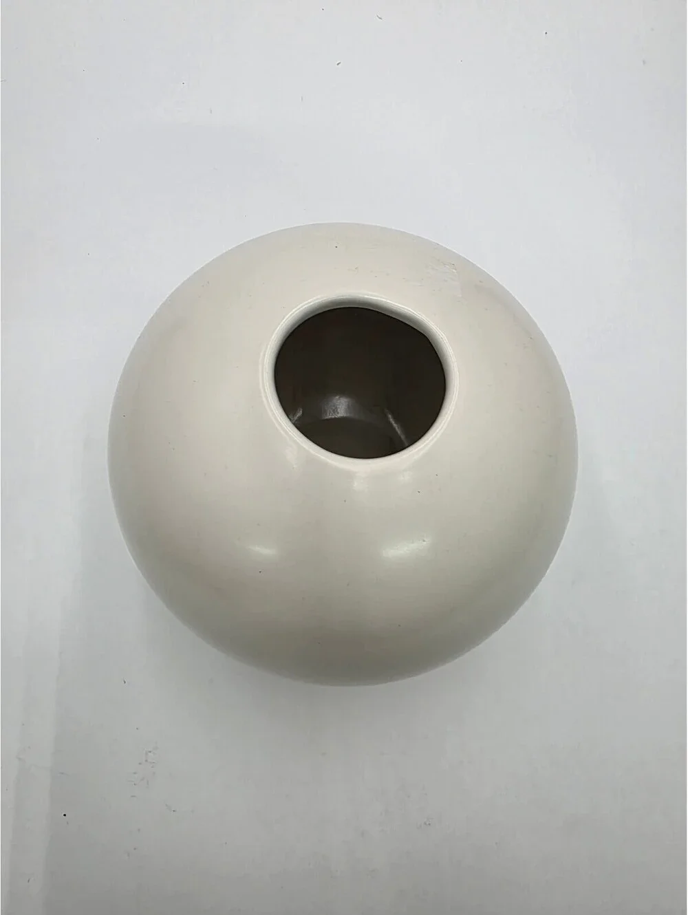 Round White Ceramic Vase with Small Opening